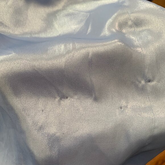 Free People Metallic Blue Satin Ruffle Blouse – Y2K, Office Siren, Size [S] - Picture 5 of 5